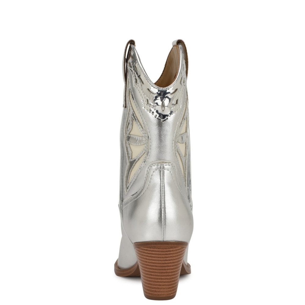 Nine West Silver Western Boots Size 5 - Picture 5 of 16
